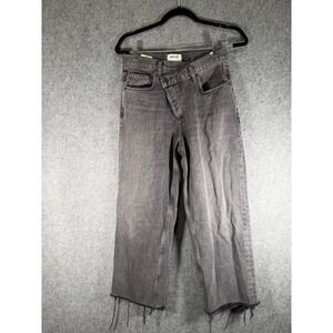 Agolde Jeans Women 26 Black Gray Criss Cross Denim Cropped Relax Baggy
